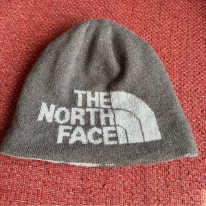 Men’s The North Face Big Logo Banner Grey Fleece Reversible Ski Beanie Hat